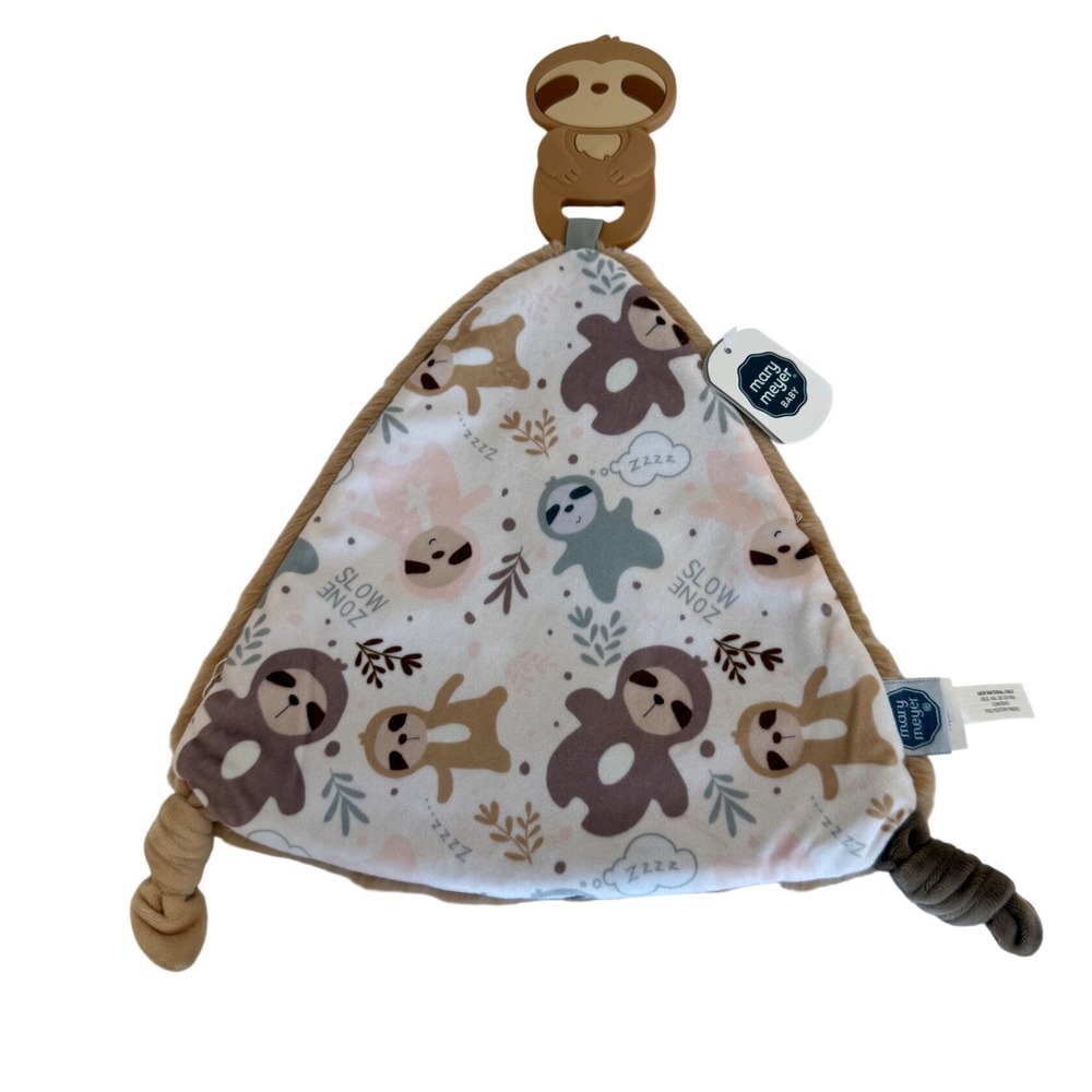 Mary Meyer Baby Sloth Lovey Security Blanket with Silicone Teether Slow Zone NEW